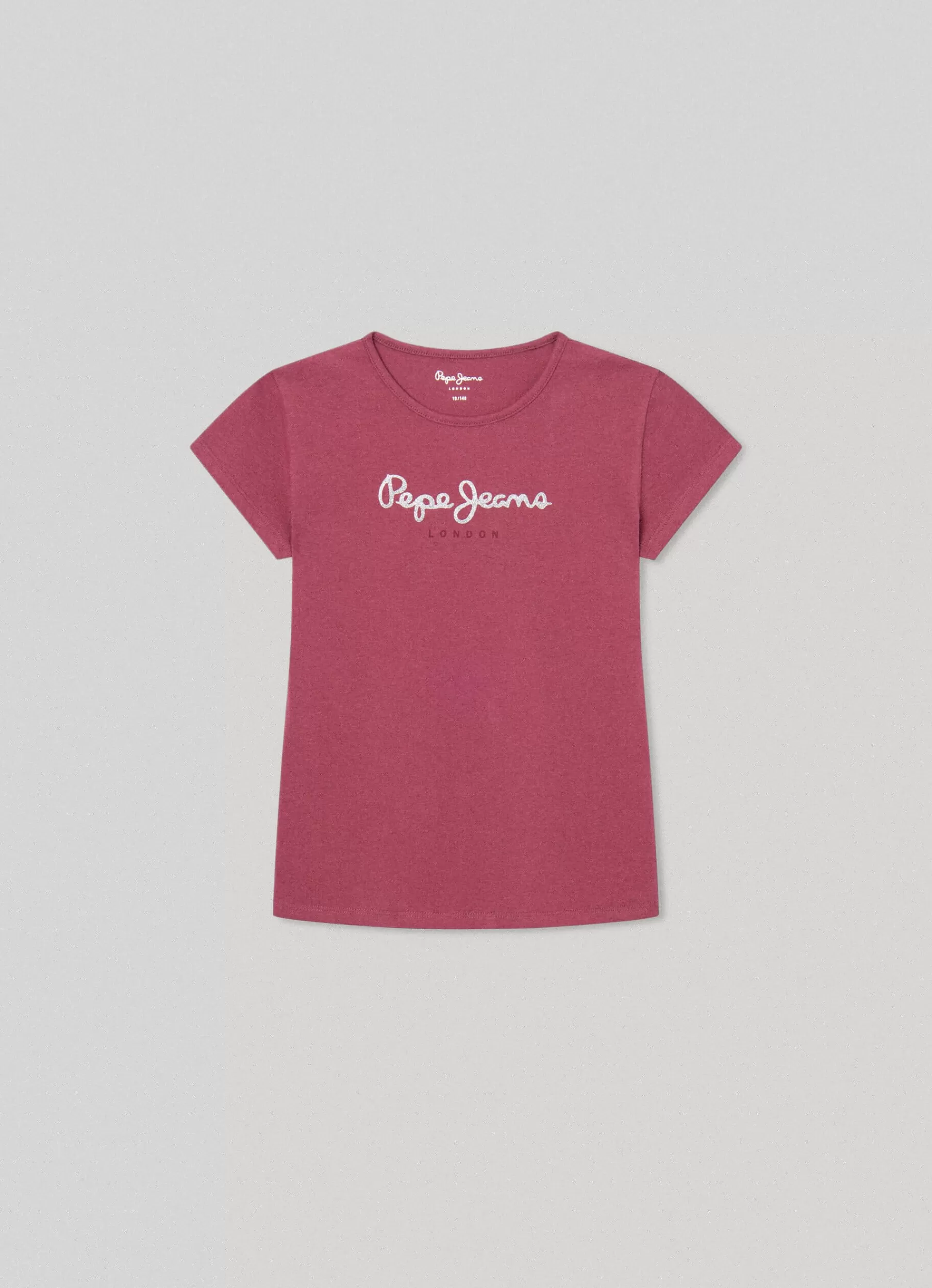 Shirts & T-shirts*KIDS Pepe Jeans T-SHIRT WITH GLITTER DETAIL LOGO Crushed Berry Red