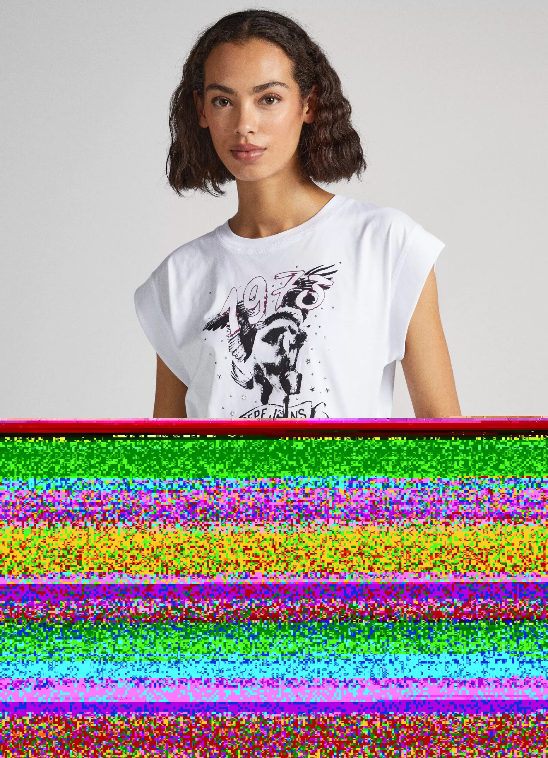 T-shirts*Women Pepe Jeans T-SHIRT WITH RHINESTONE DETAIL White