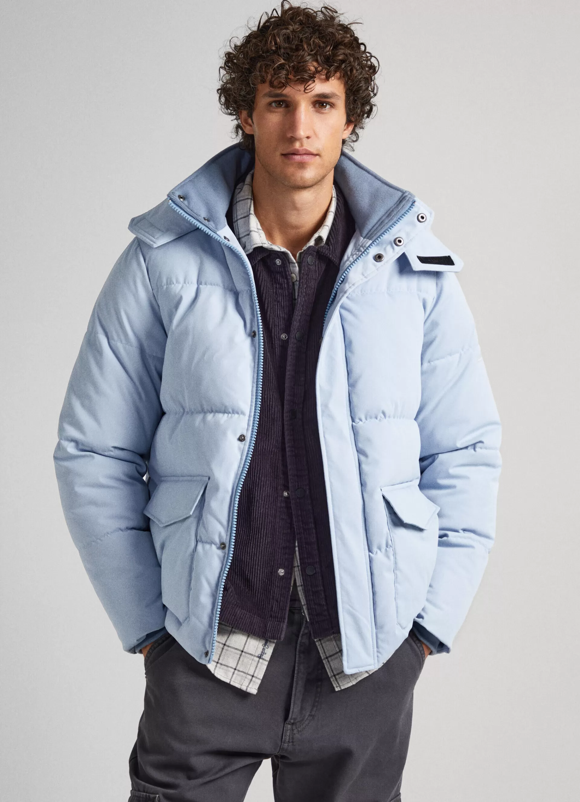 Coats & Jackets*Men Pepe Jeans TWILL PADDED DOWN JACKET Bleach Blue