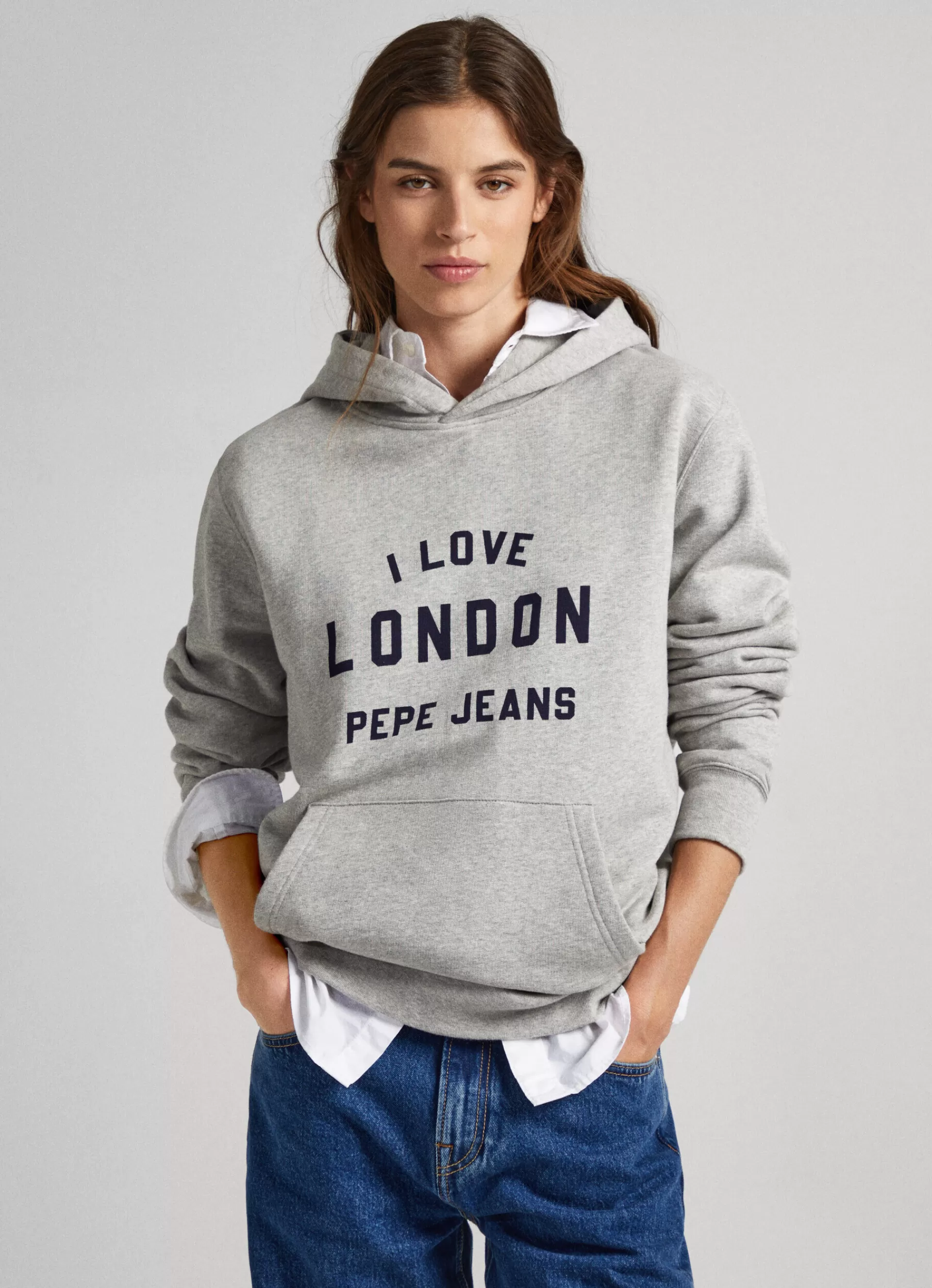 Sweatshirts & Hoodies*Women | Men Pepe Jeans UNISEX PRINTED HOODIE Marl Grey