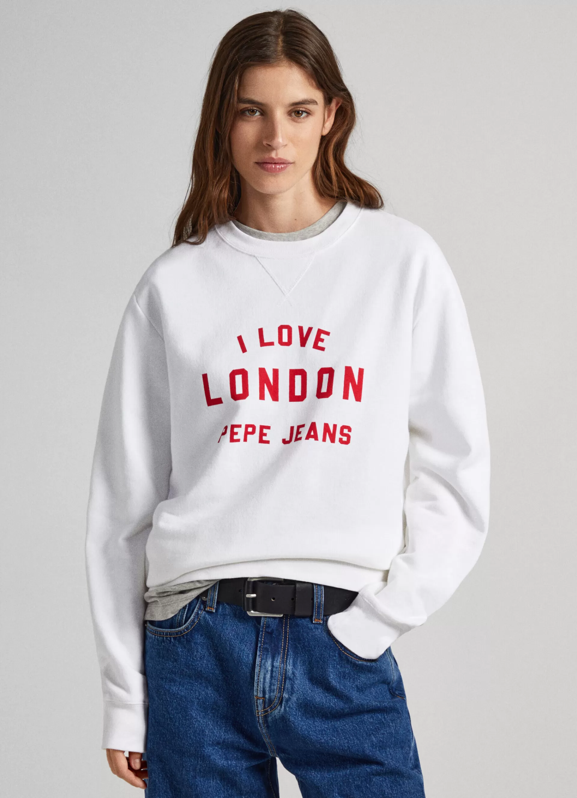 Sweatshirts & Hoodies*Women | Men Pepe Jeans UNISEX PRINTED ROUND NECK SWEATSHIRT White