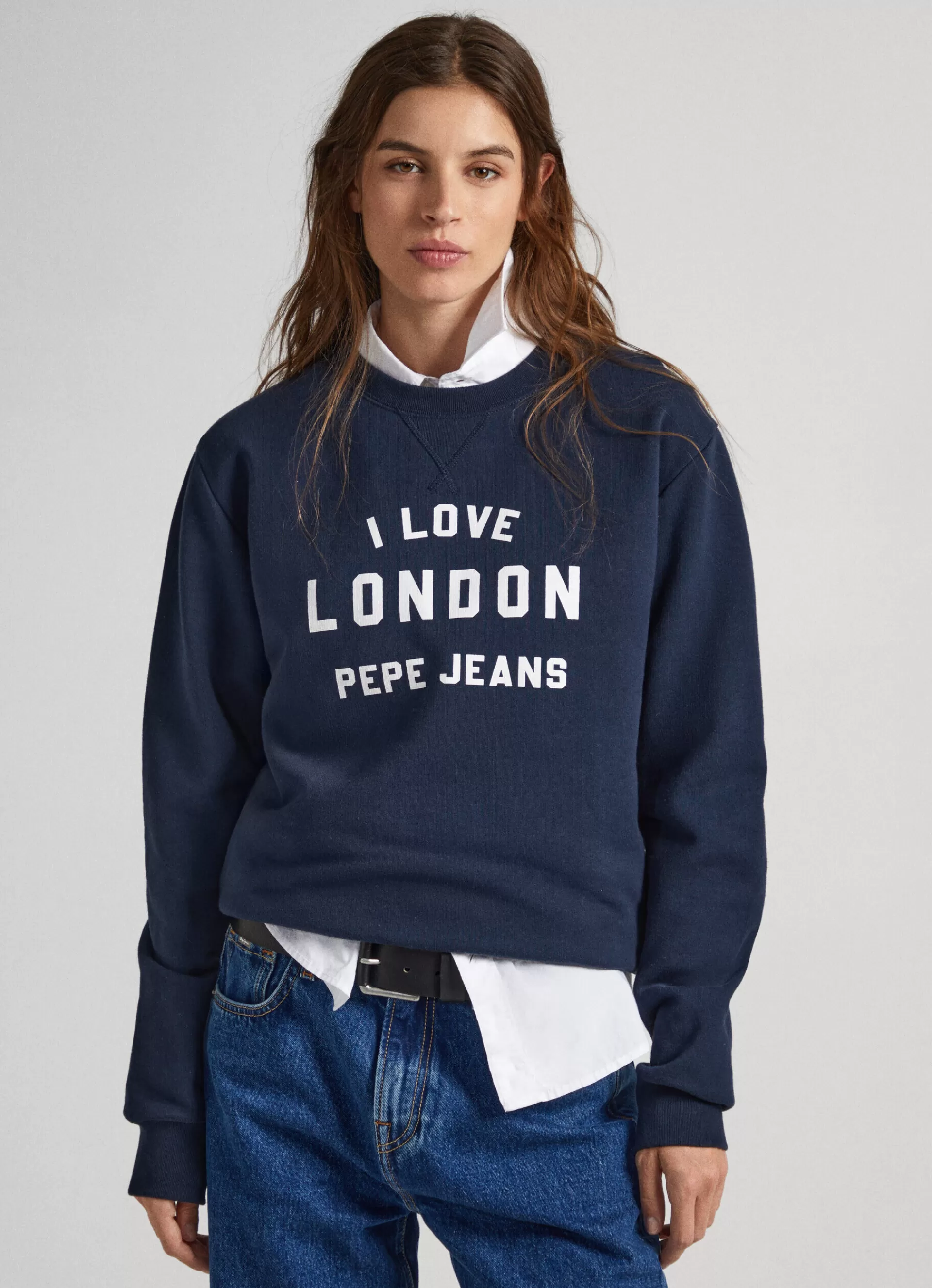 Sweatshirts & Hoodies*Women | Men Pepe Jeans UNISEX PRINTED ROUND NECK SWEATSHIRT Dulwich Blue