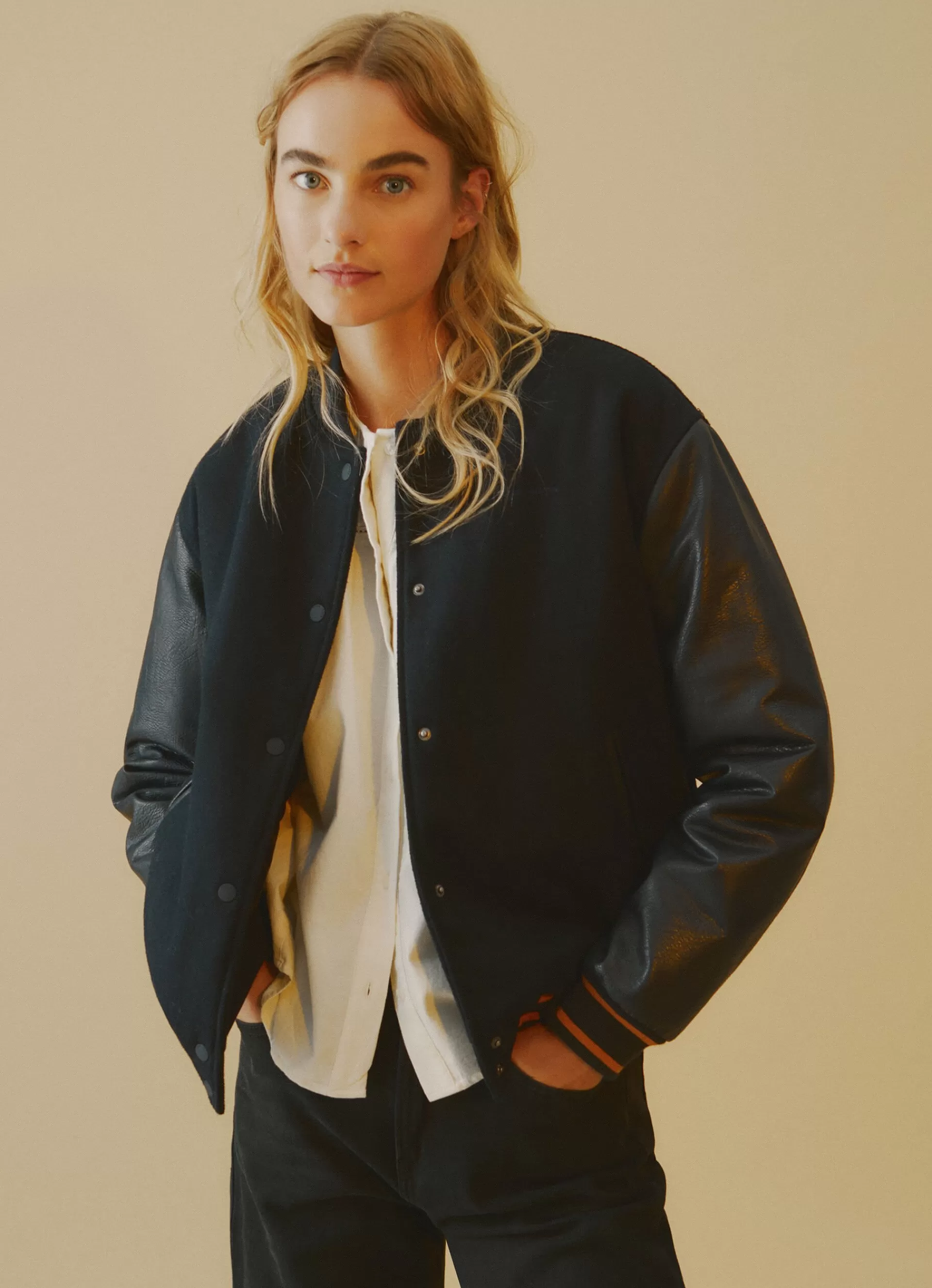 Coats & Jackets*Women Pepe Jeans VARSITY BOMBER JACKET Dulwich Blue