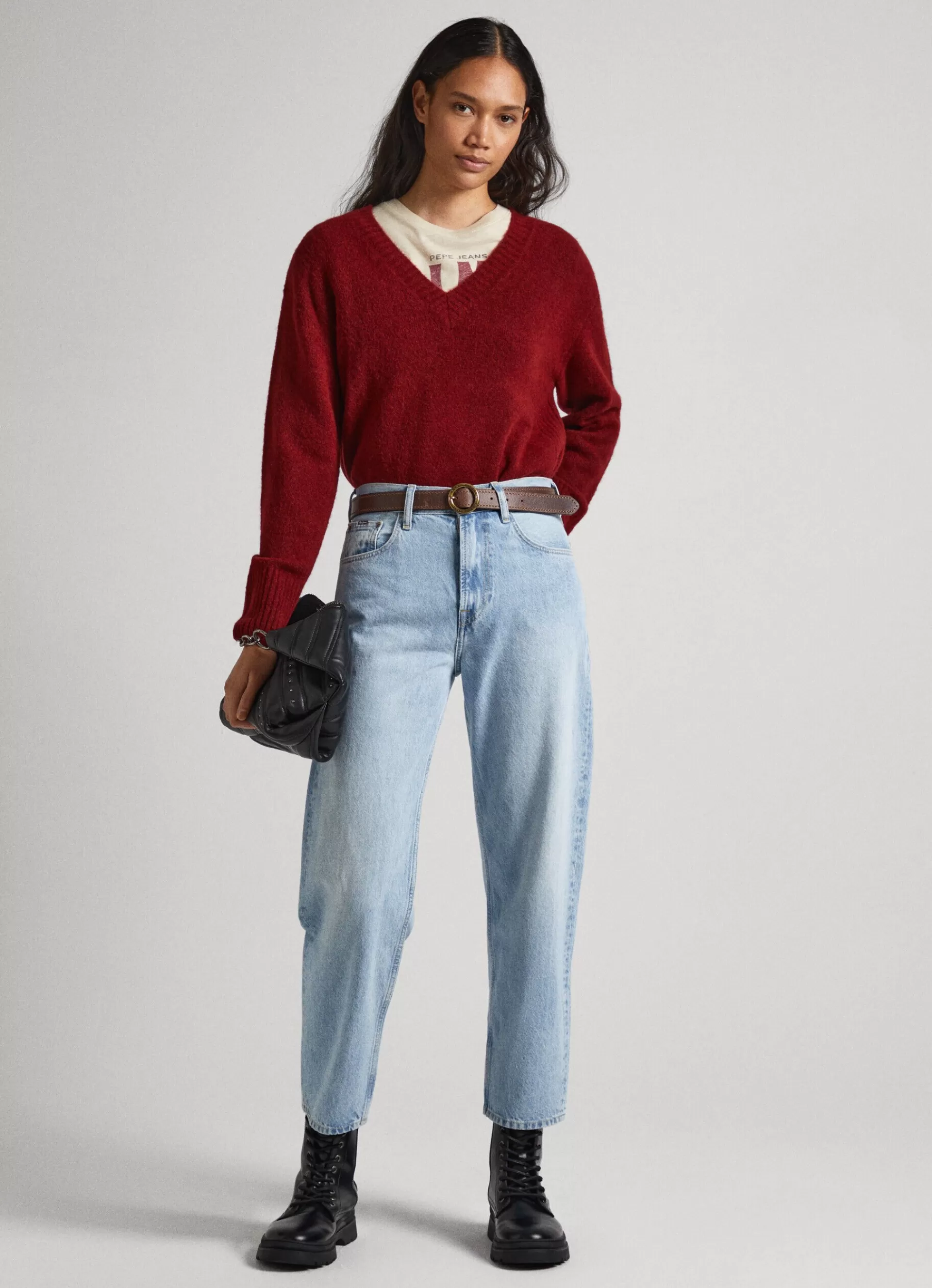 Sweaters & Cardigans | Knitwear*Women Pepe Jeans V-NECK KNIT Burgundy Red