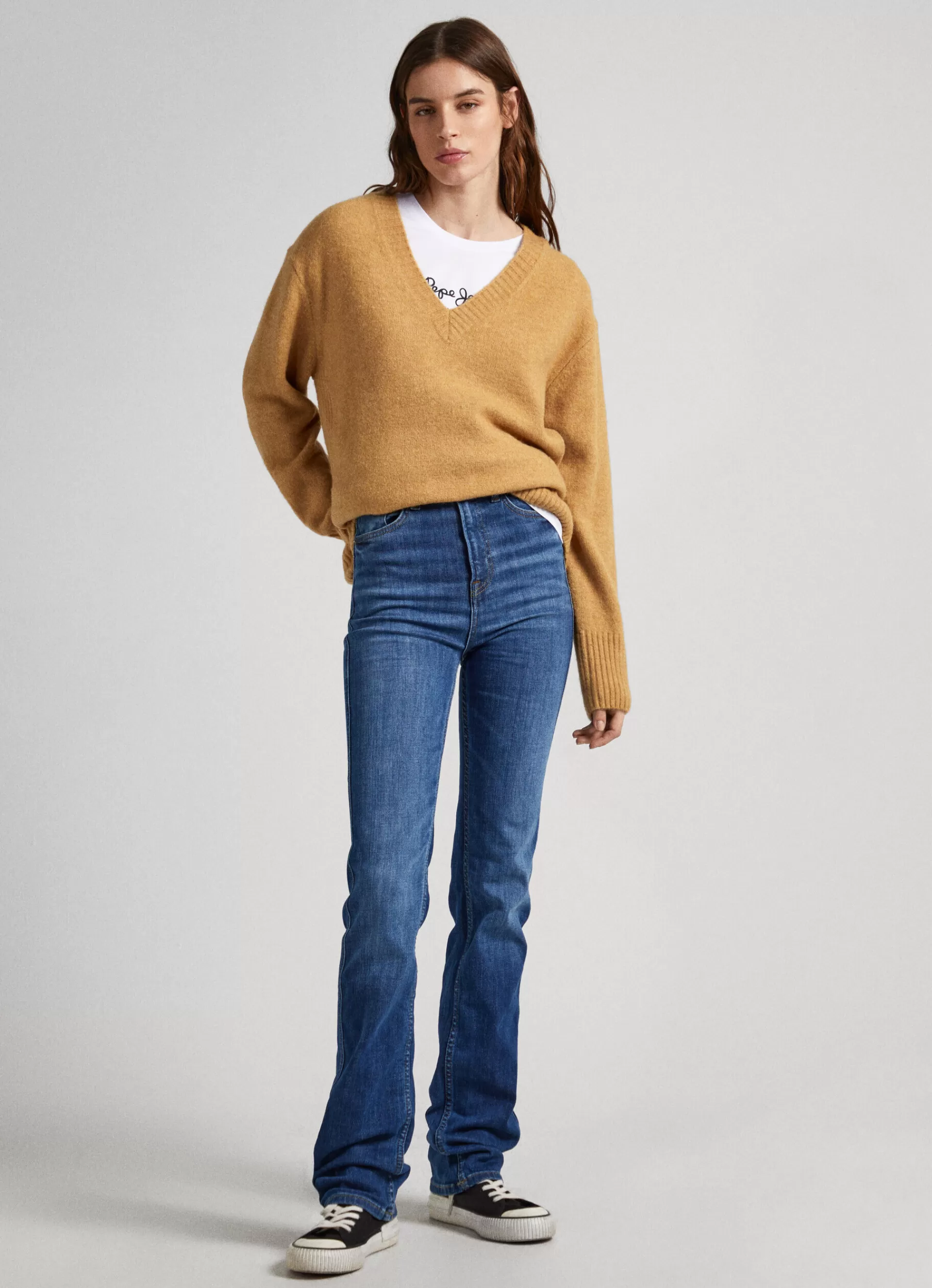 Sweaters & Cardigans | Knitwear*Women Pepe Jeans V-NECK KNIT Camel Beige