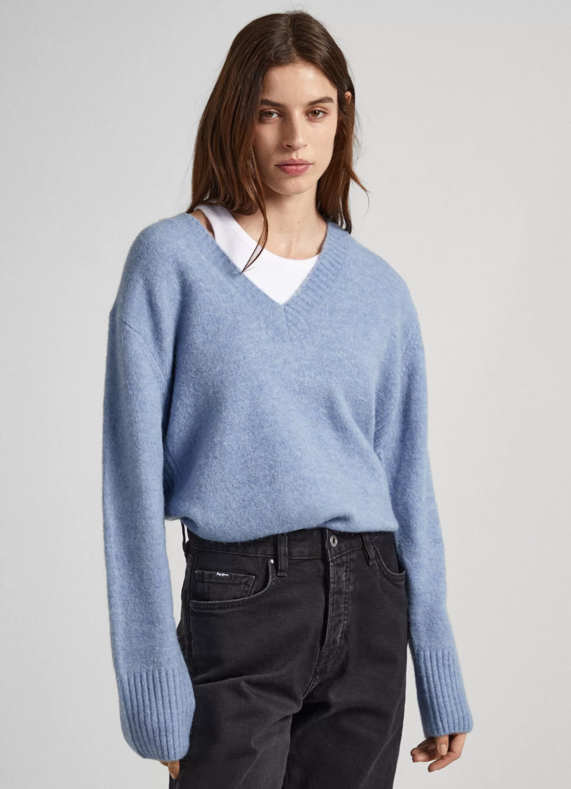 Sweaters & Cardigans | Knitwear*Women Pepe Jeans V-NECK KNIT Steel Blue