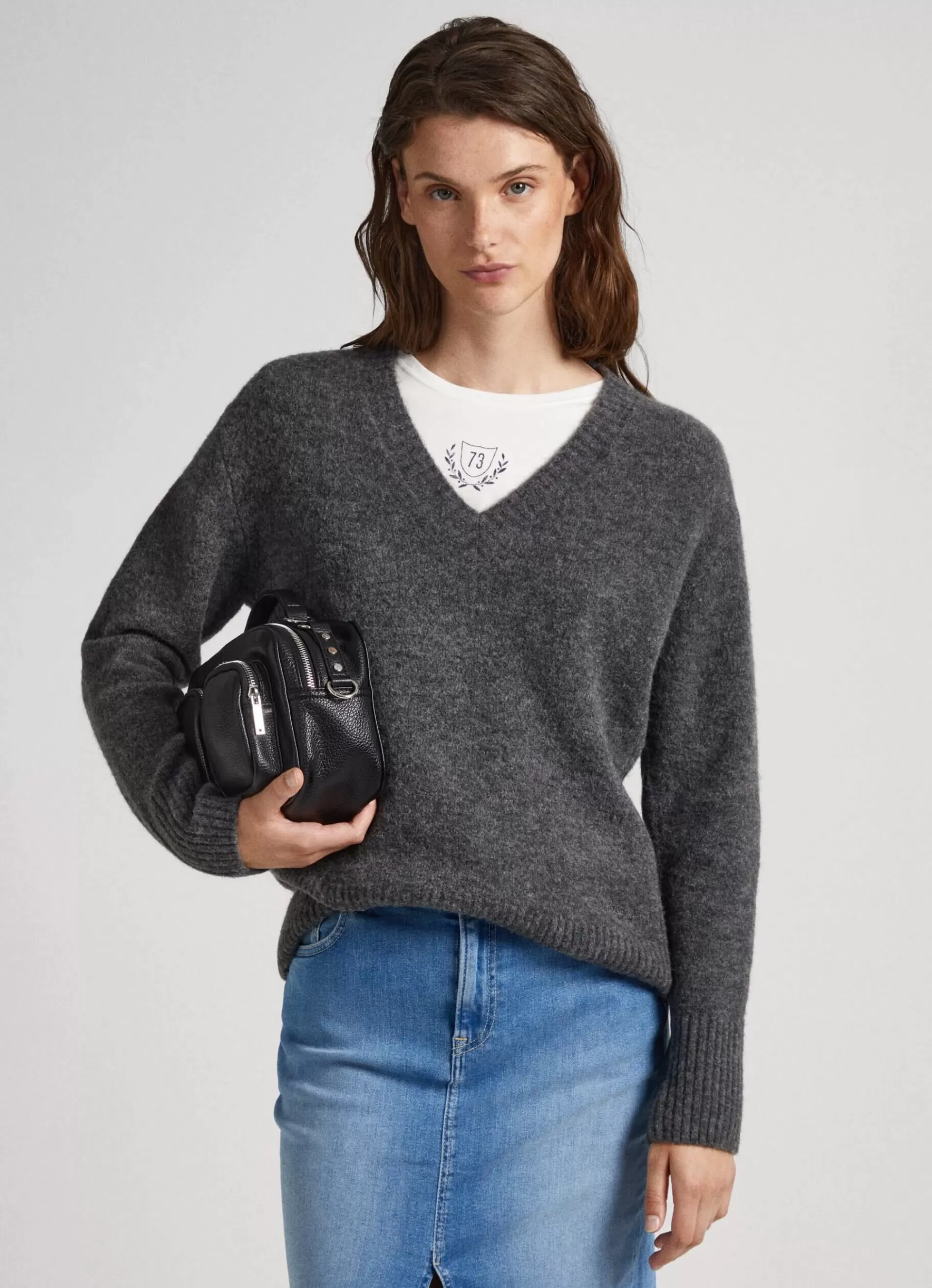 Sweaters & Cardigans | Knitwear*Women Pepe Jeans V-NECK KNIT Dark Grey