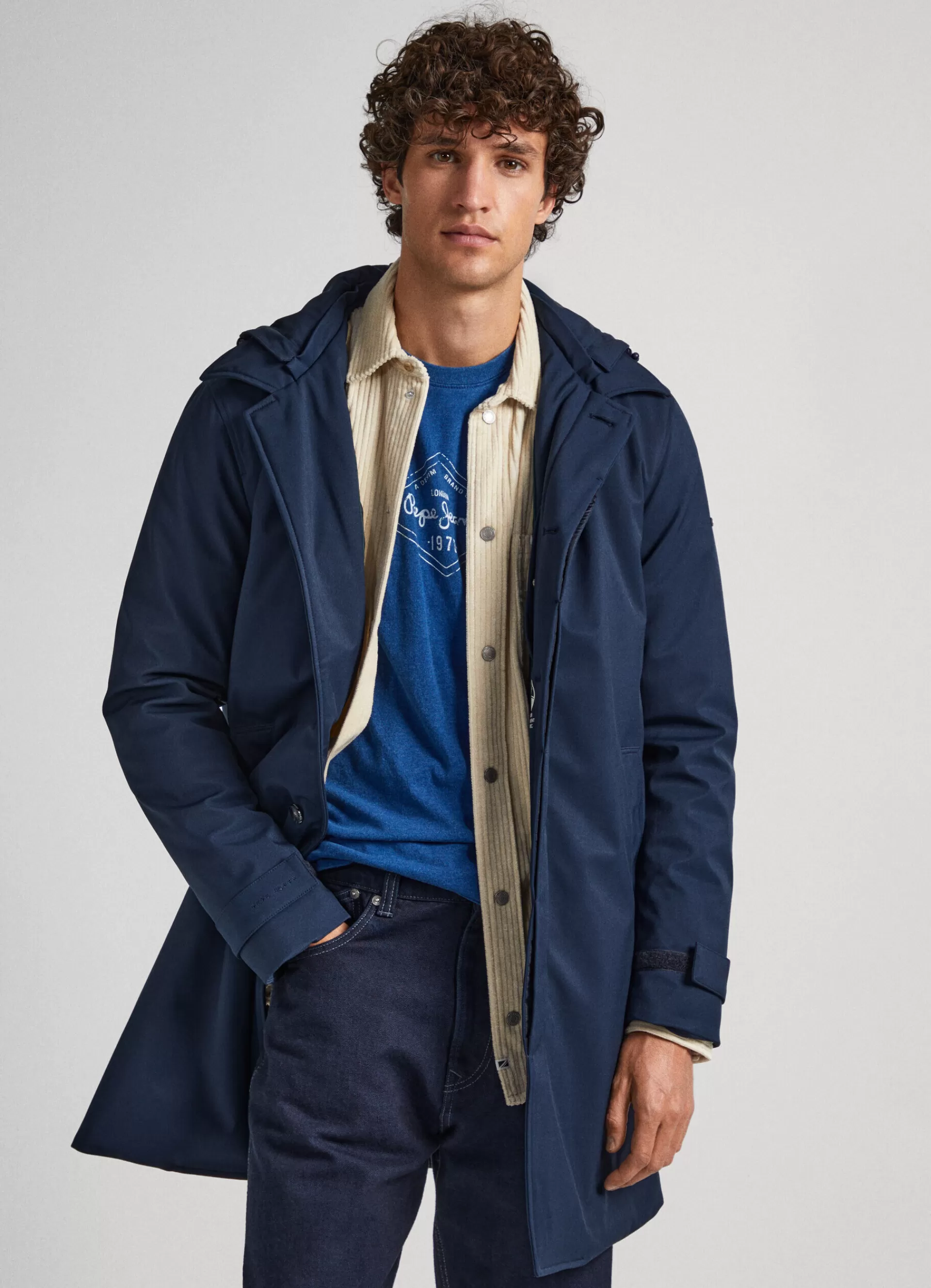 Coats & Jackets*Men Pepe Jeans WATERPROOF RAINCOAT Dulwich Blue