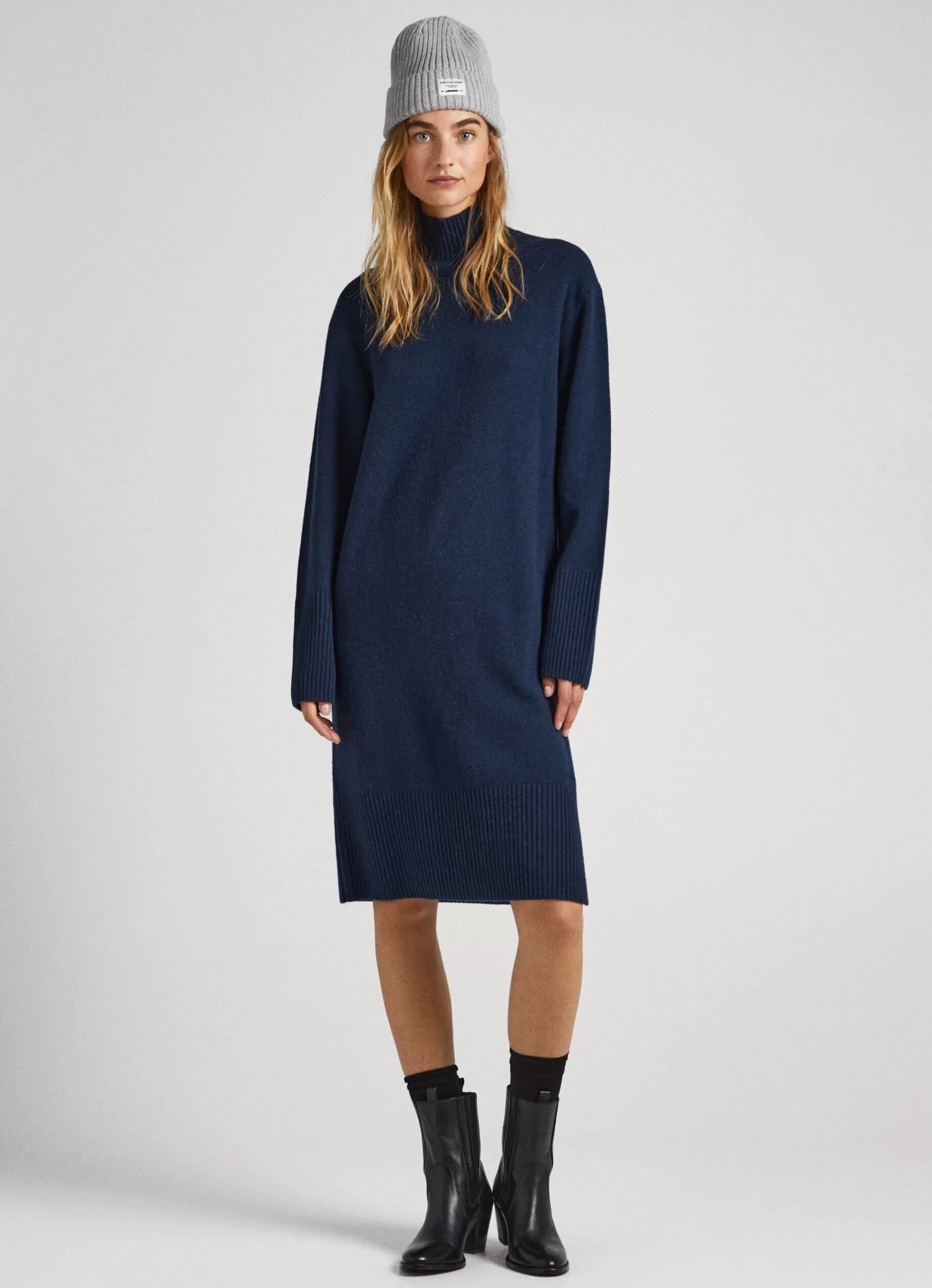 Dresses & Jumpsuits*Women Pepe Jeans WOOL KNIT DRESS Dulwich Blue