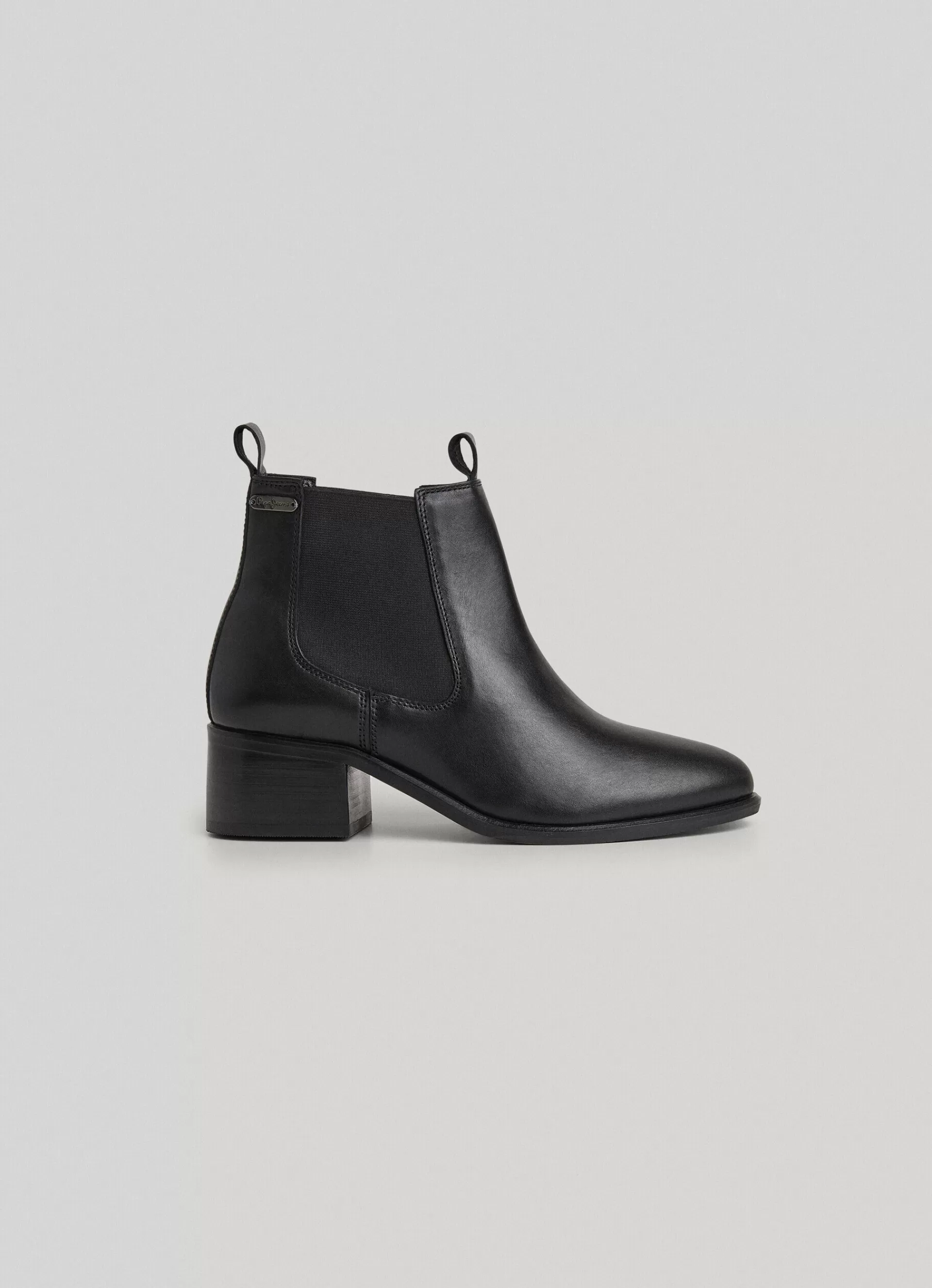 Boots & Shoes*Women Pepe Jeans ZIPPED LEATHER ANKLE BOOTS Black