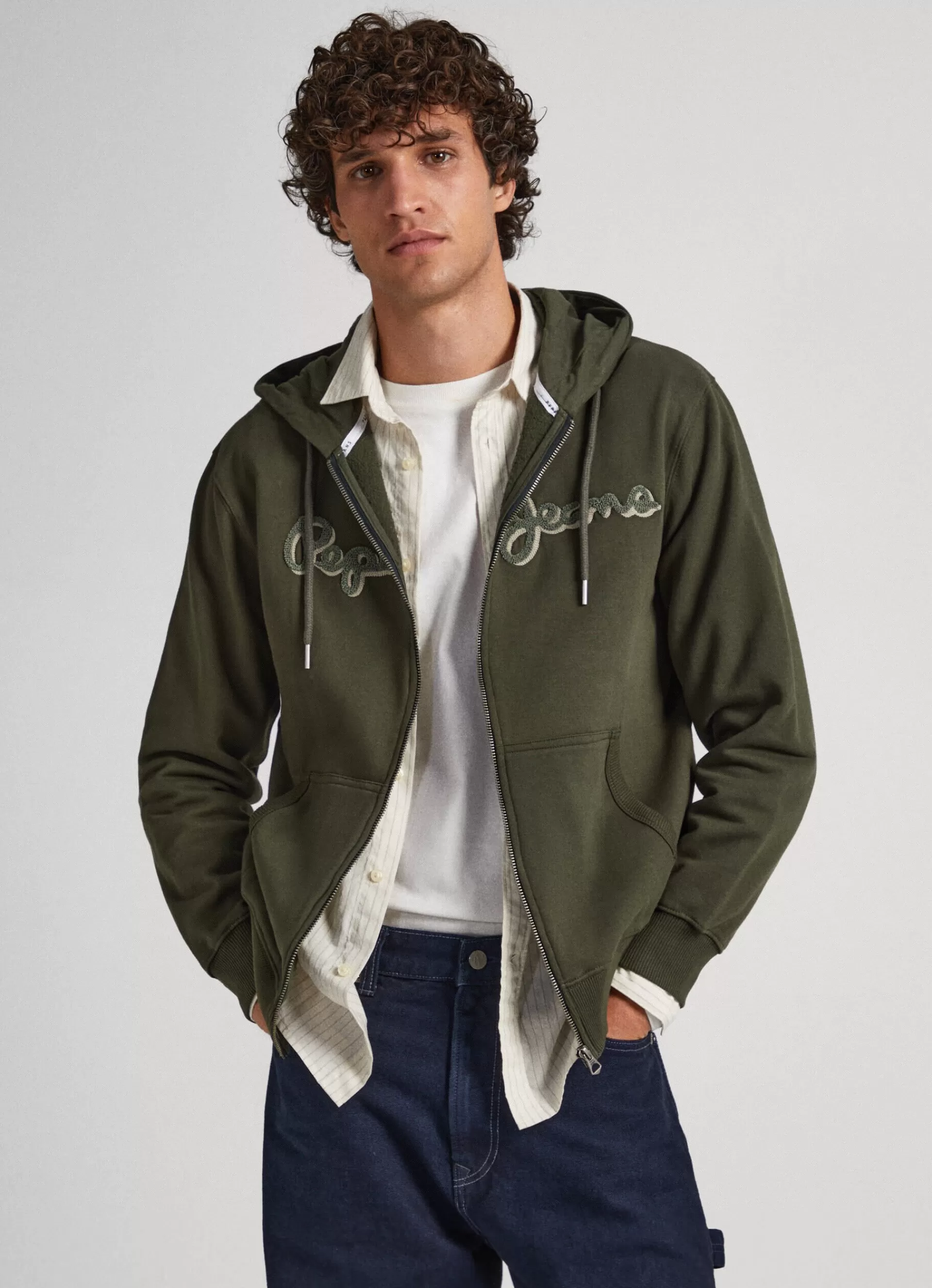 Sweatshirts & Hoodies*Men Pepe Jeans ZIP-UP SWEATSHIRT Olive Green