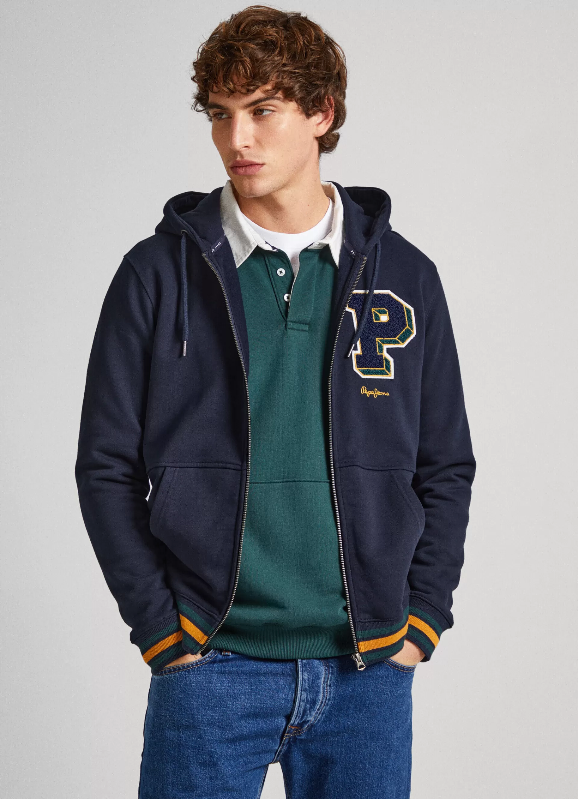 Sweatshirts & Hoodies*Men Pepe Jeans ZIP-UP SWEATSHIRT Dulwich Blue